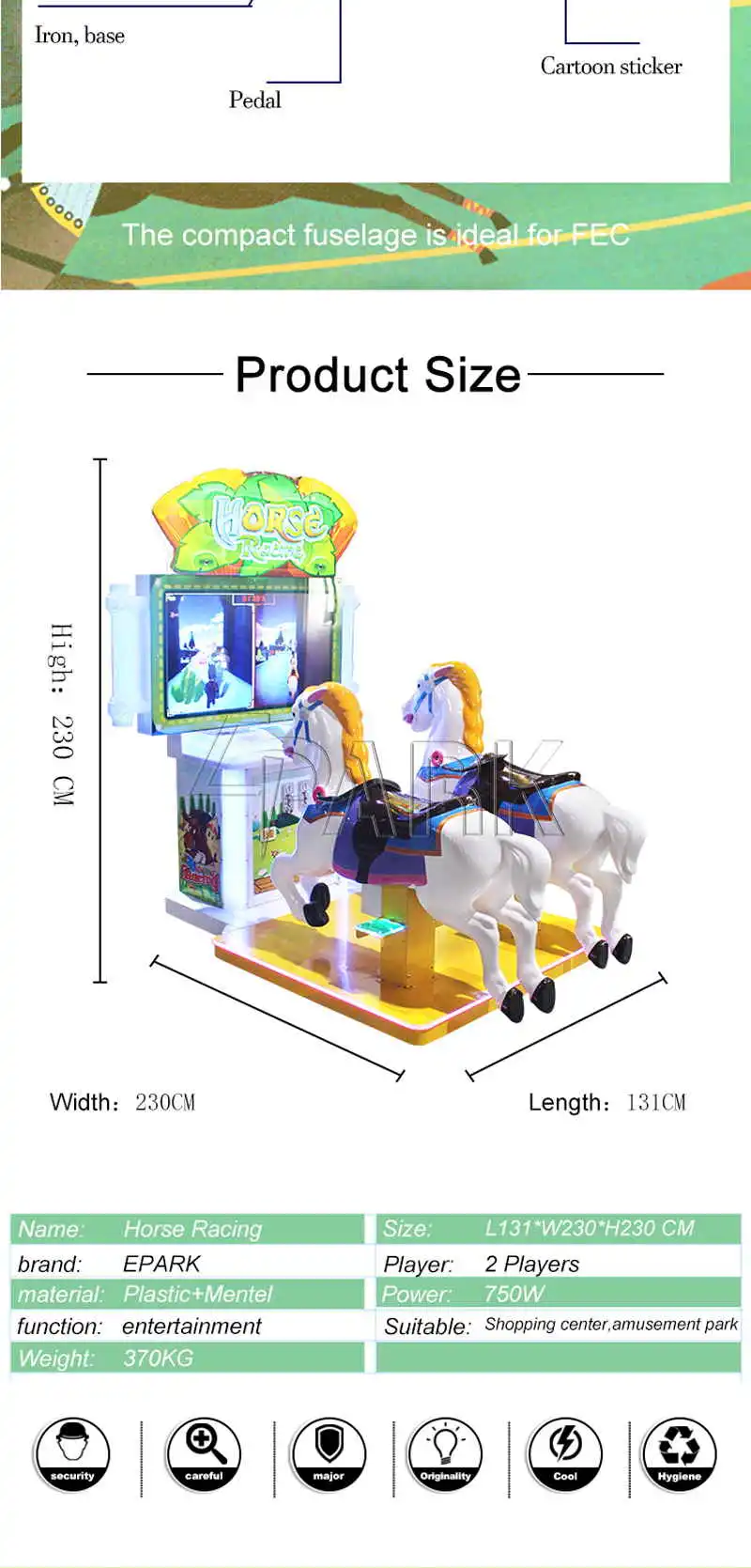 Children Indoor Electric Kids Ride Coin Operated Swing Machine Kiddie Rides Horse Racing Game Machine