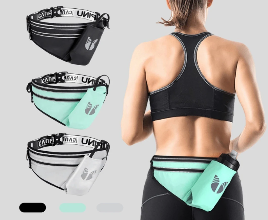 Running Sports Bel Bag Jogging Fitness Workout Fanny Pack Lightweight Waist Bag with Water Bottle Holder Ai17796