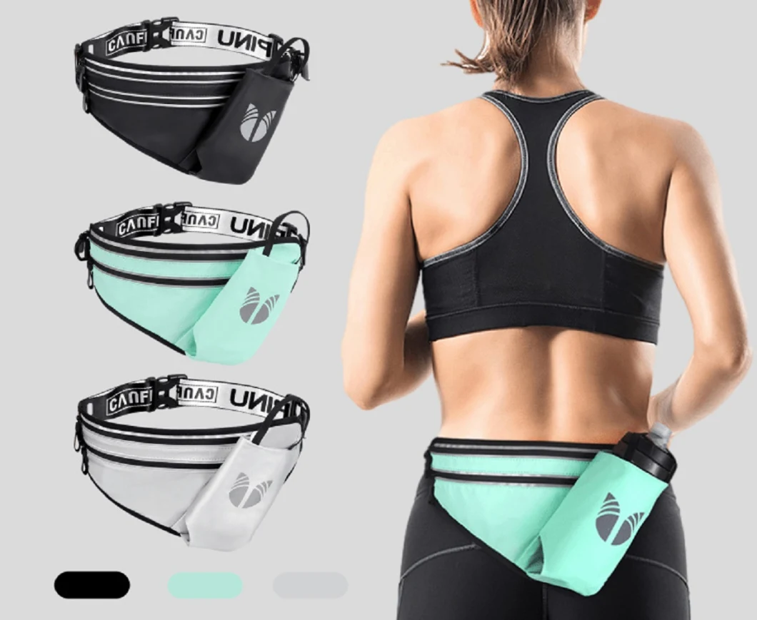 Lightweight Waist Bag with Water Bottle Holder, Running Sports Jogging Fitness Workout Fanny Pack Wbb17796