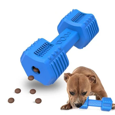 Nourriture durable pour chien qui fuit jouant en forme d'haltère jouet en caoutchouc pour petits gros chiens