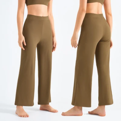 2023 nouvelle mode confortable taille haute hanche-levage Yoga sport fendu évasé Long pantalon femmes